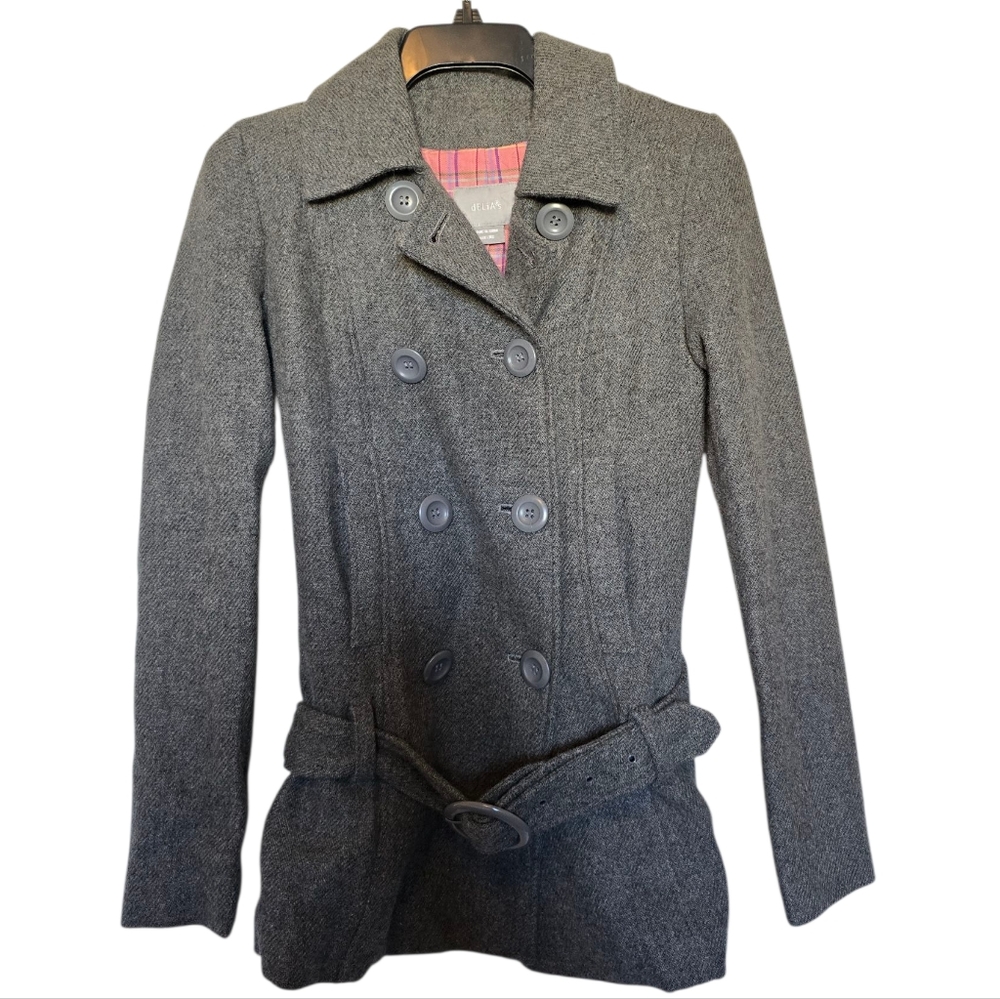 Delias Gray Wool Blend Pea Coat Size XS